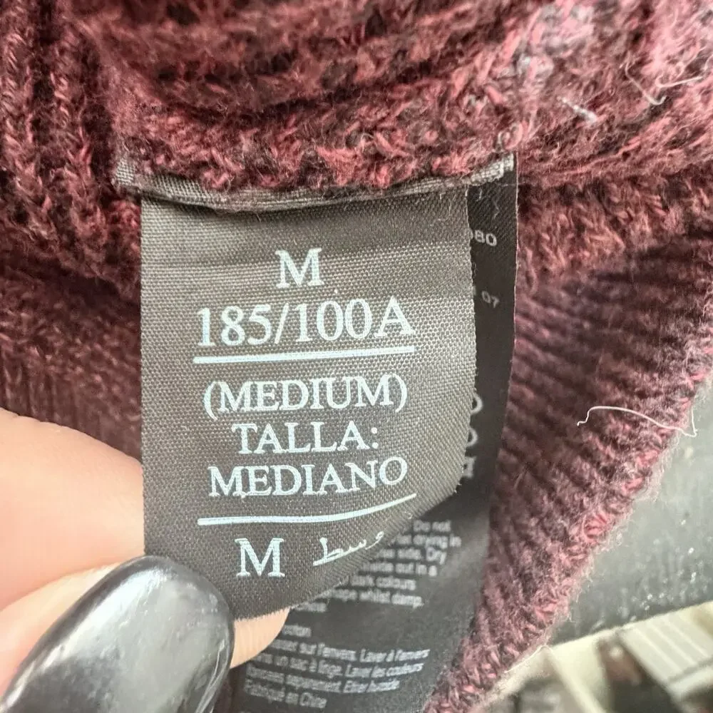 AllSaints Men’s Rias Crew Textured Cotton Waffle Knit Crewneck Sweater Size M